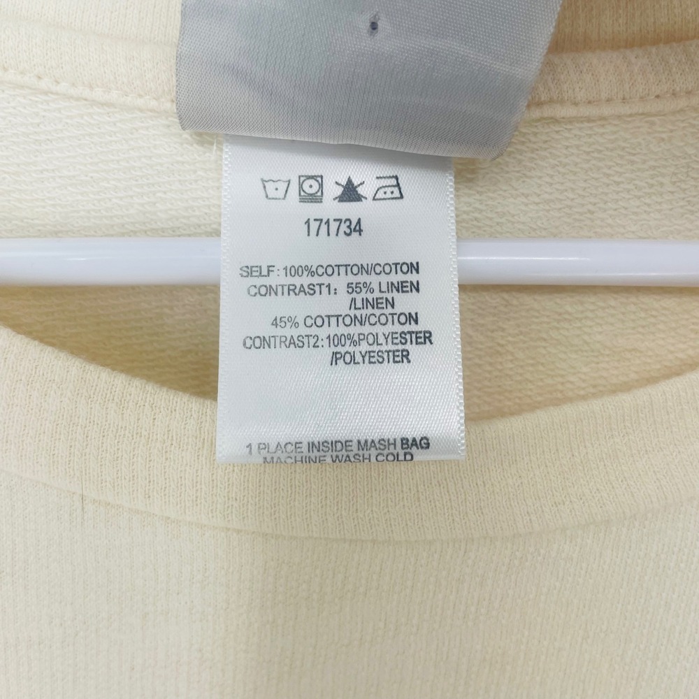 dolan Left Coast Collection Cream Linen Blend Pleated Hem T-Shirt Top Womens - Picture 6 of 8